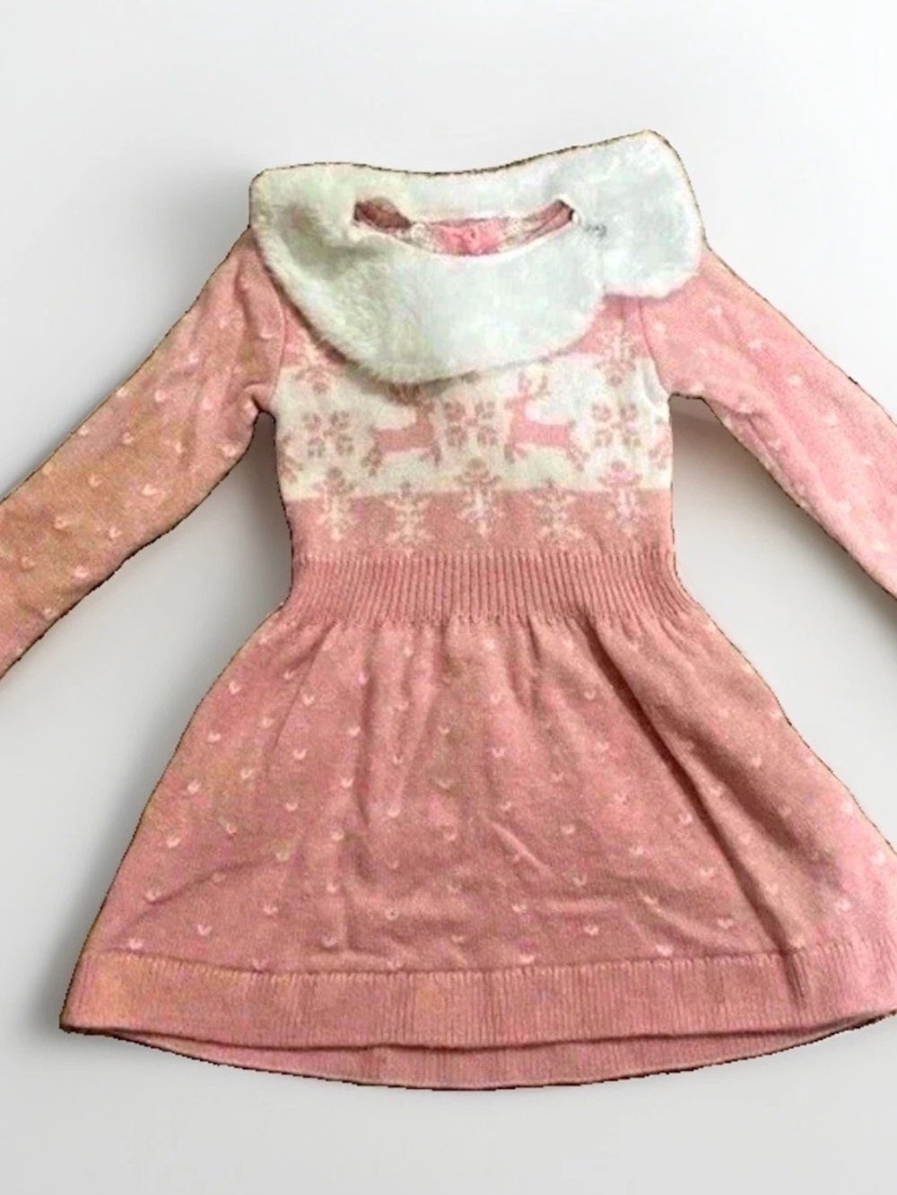 Little Lass 24M Pink Holiday Reindeer Sweater Dress